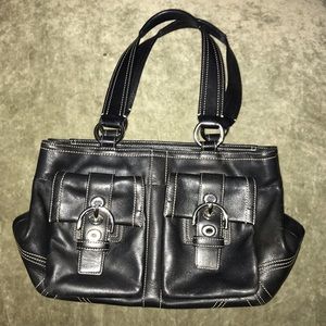 Coach Leather Satchel w/  White Trim